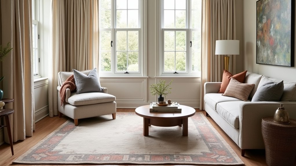 harmonious rug curtain pairing