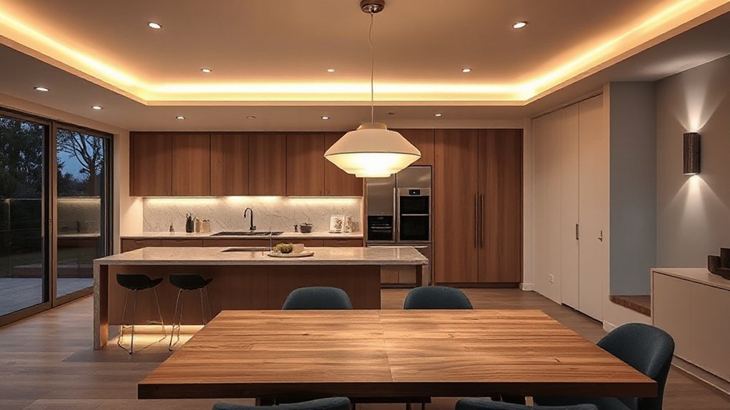 layered kitchen lighting design
