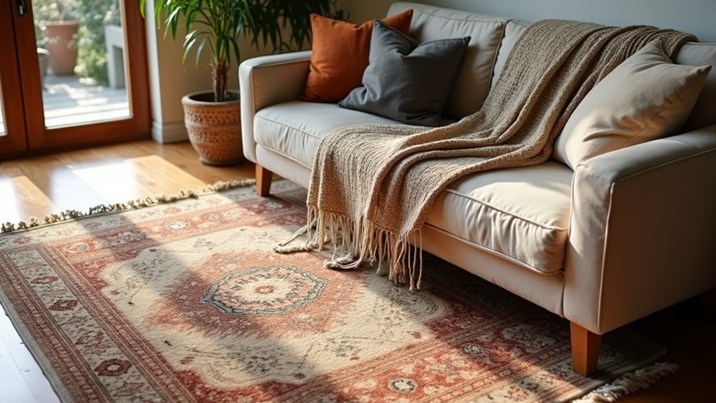layered rugs and textiles