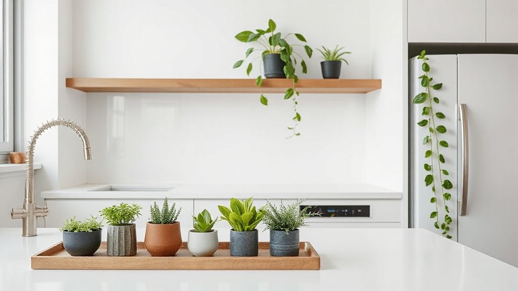 mess free kitchen greenery