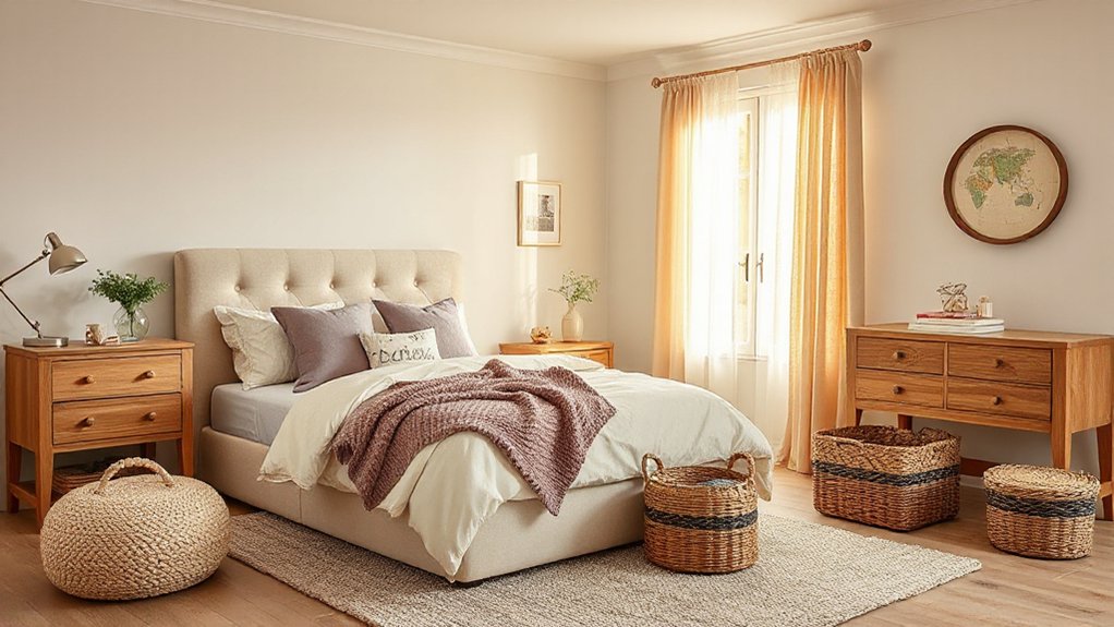 warm neutral bedroom accents