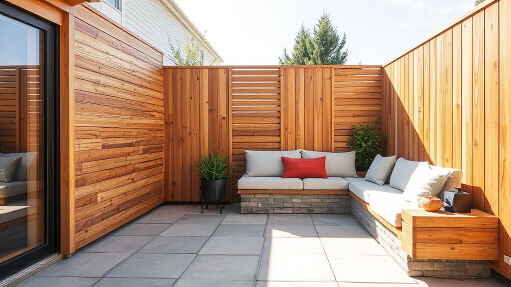wood privacy screens and feature walls